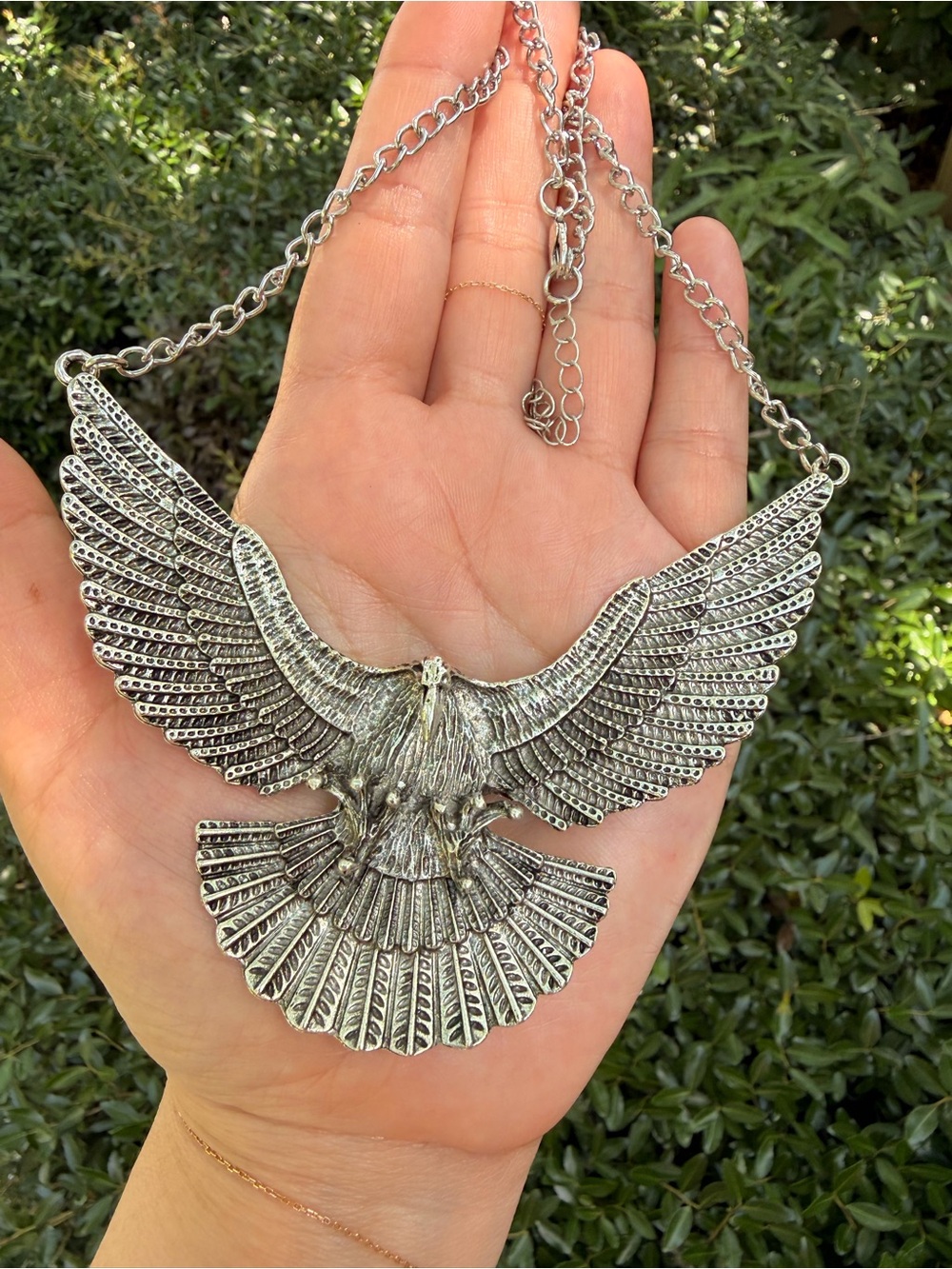 Vintage Eagle Statement Necklace - Silver Eagle Necklace - Picture 4 of 11